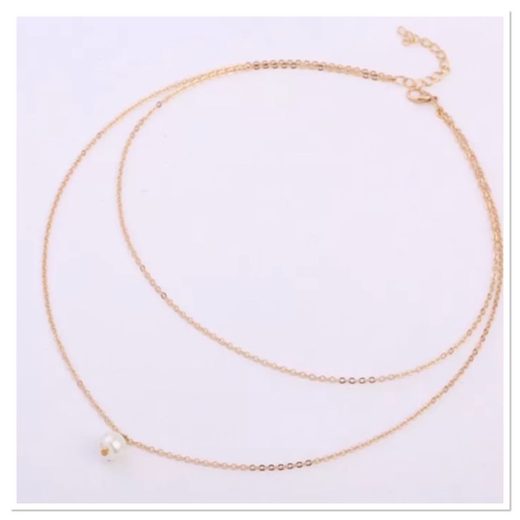 Gold Double Layer Pearl Necklace - Picture 3 of 3